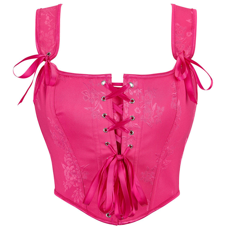 Hot Pink Lace-Up Corset Top, alternate view 5