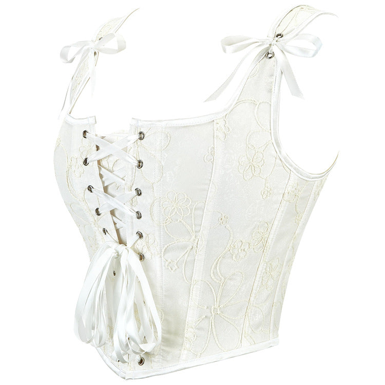 White Tie-Strap Lace-Up Corset Top, alternate view 2