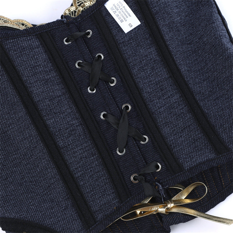 Navy Lace-Up Corset Top, alternate view 4