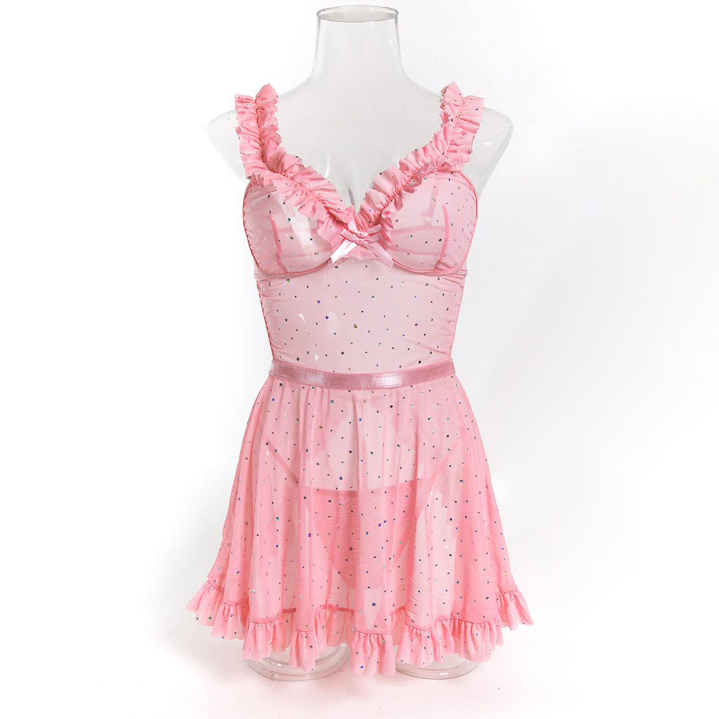 Pink Faux Leather Chemise Nightdress - Styled View