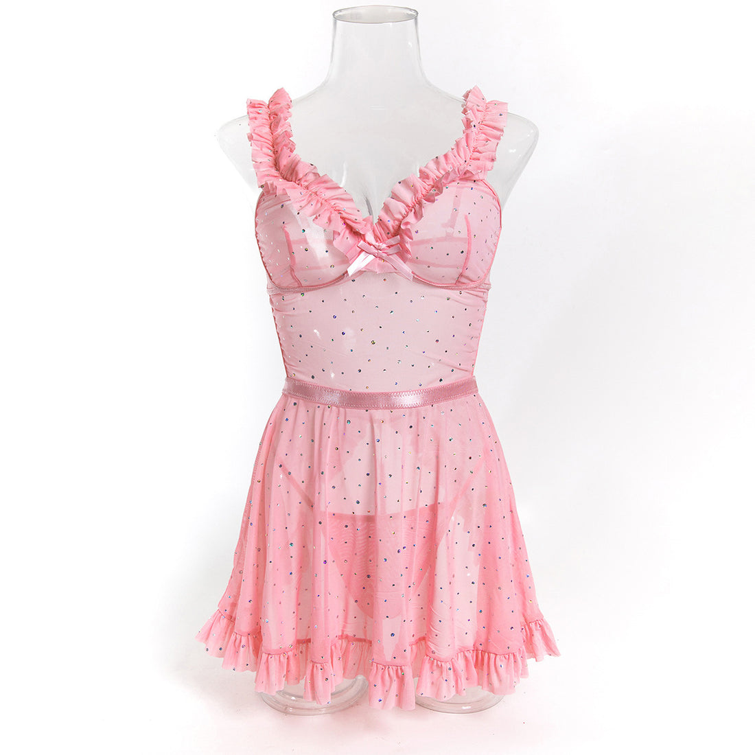 Pink Faux Leather Chemise Nightdress - Styled View
