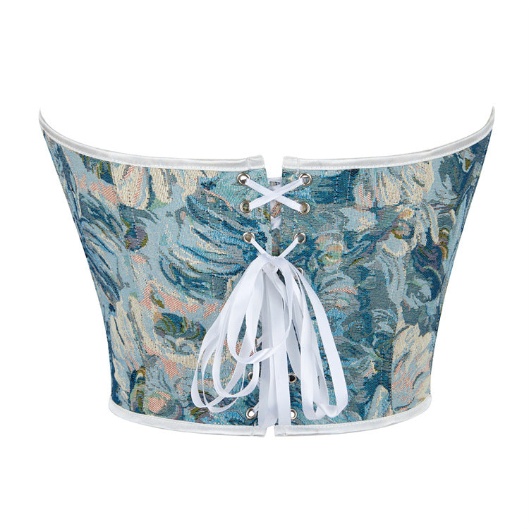 Blue Floral Strapless Corset Top, alternate view 3