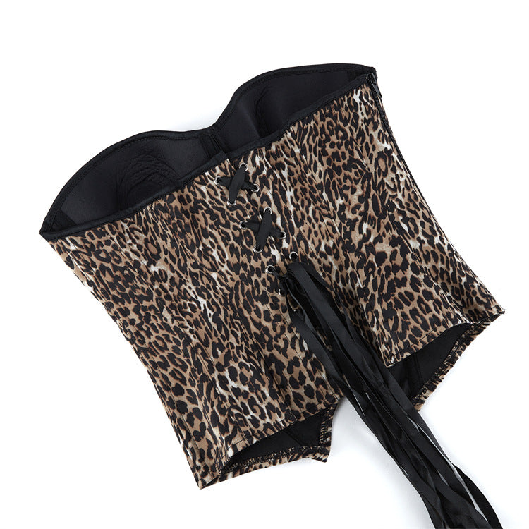 Leopard Print Strapless Corset Top, alternate view 4