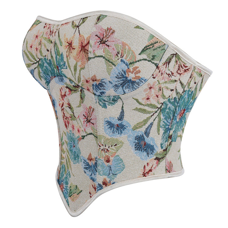 Pastel Floral Strapless Corset Top, alternate view 2
