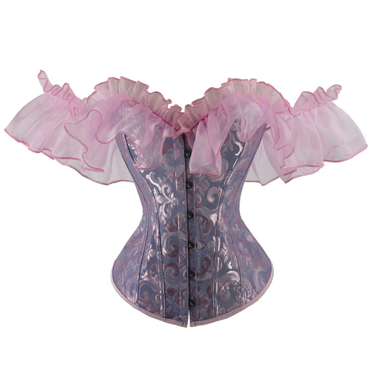 Black Off-Shoulder Ruffle Corset Top, alternate view 6
