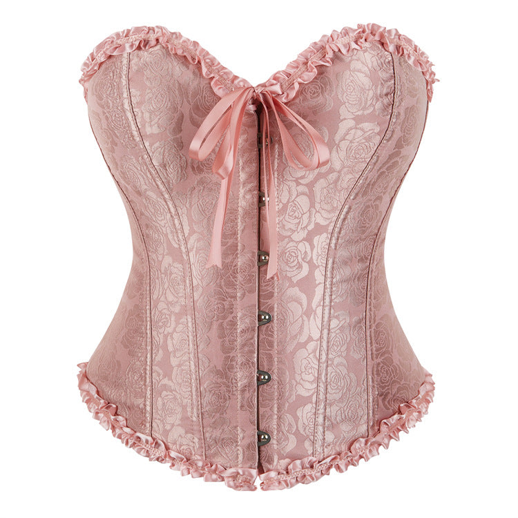 Orange Jacquard Strapless Corset Top, alternate view 3