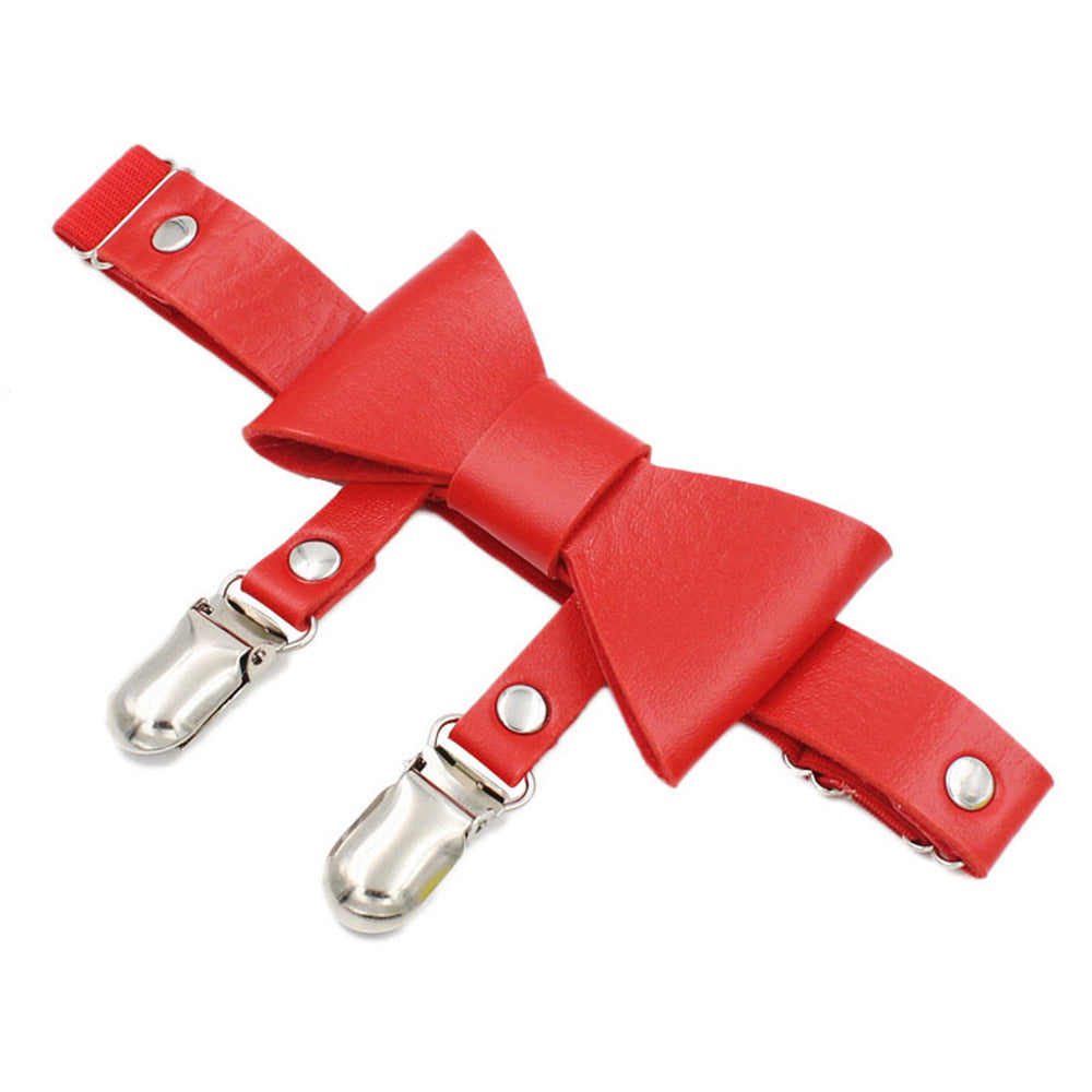Factory direct sales punk rock sexy patent leather bow garter nightclub dark female anti-socks sex leg ring