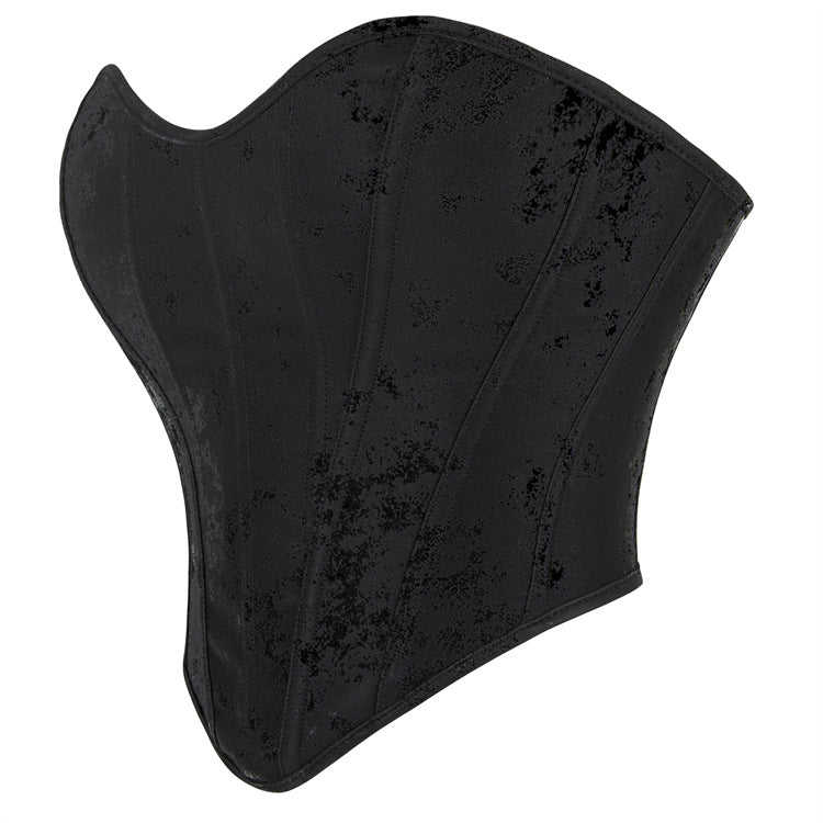 Black Tonal Jacquard Back-Zip Corset Top, alternate view 2