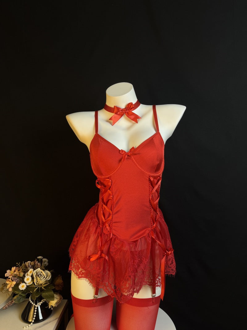 Pink Lace Skirt Lingerie Set, alternate view 10