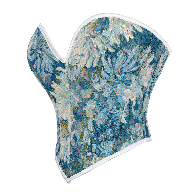 Blue Floral Strapless Corset Top, alternate view 2