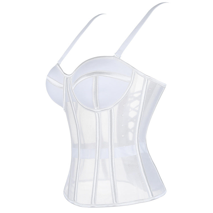 White Sheer Panel Corset Top, alternate view 2