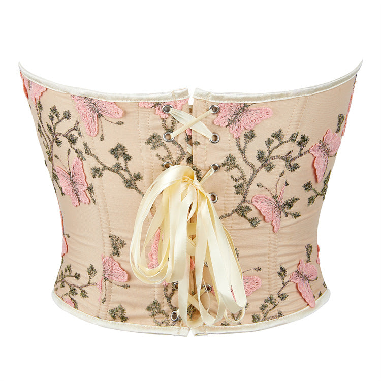 Ivory Rose Print Back-Zip Corset Top, alternate view 3