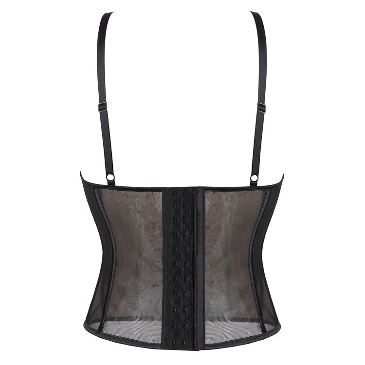 Black Floral Lace Strapless Corset Top, alternate view 3