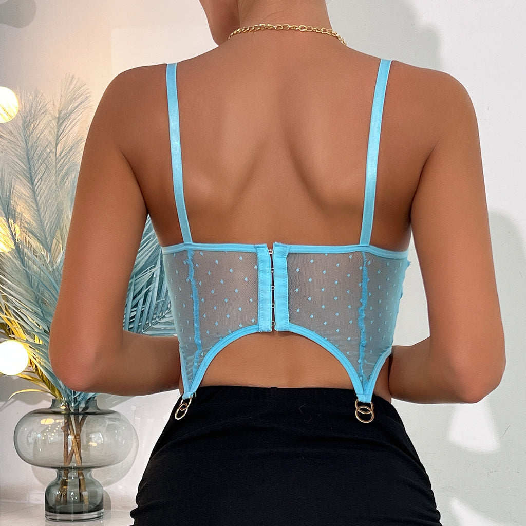 Blue Floral Lace Lingerie Set - Alternate View