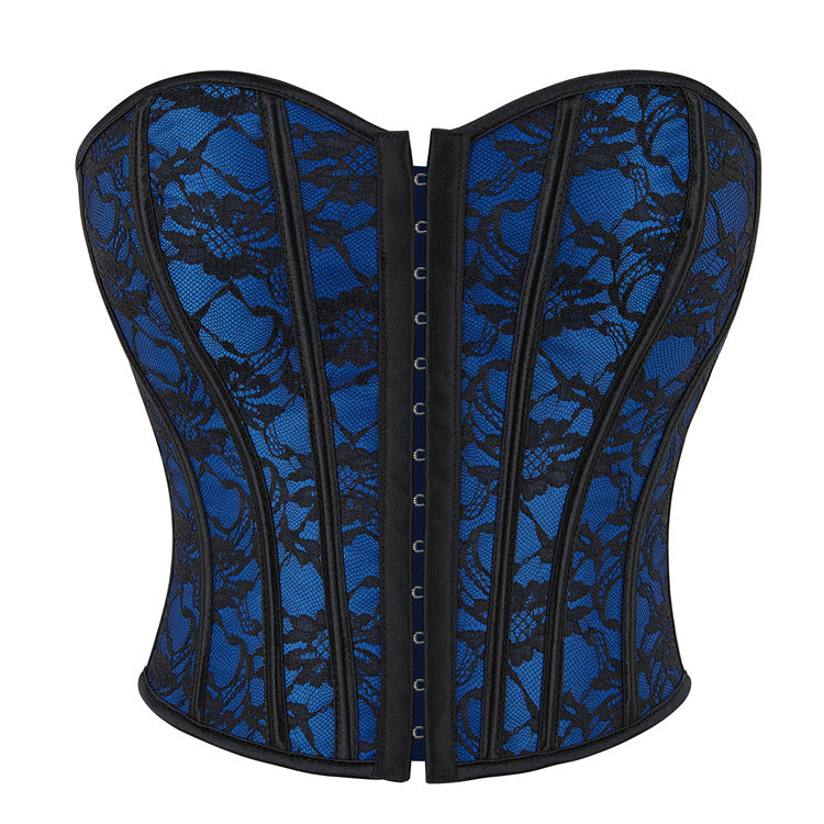 Royal Blue Lace Strapless Corset Top