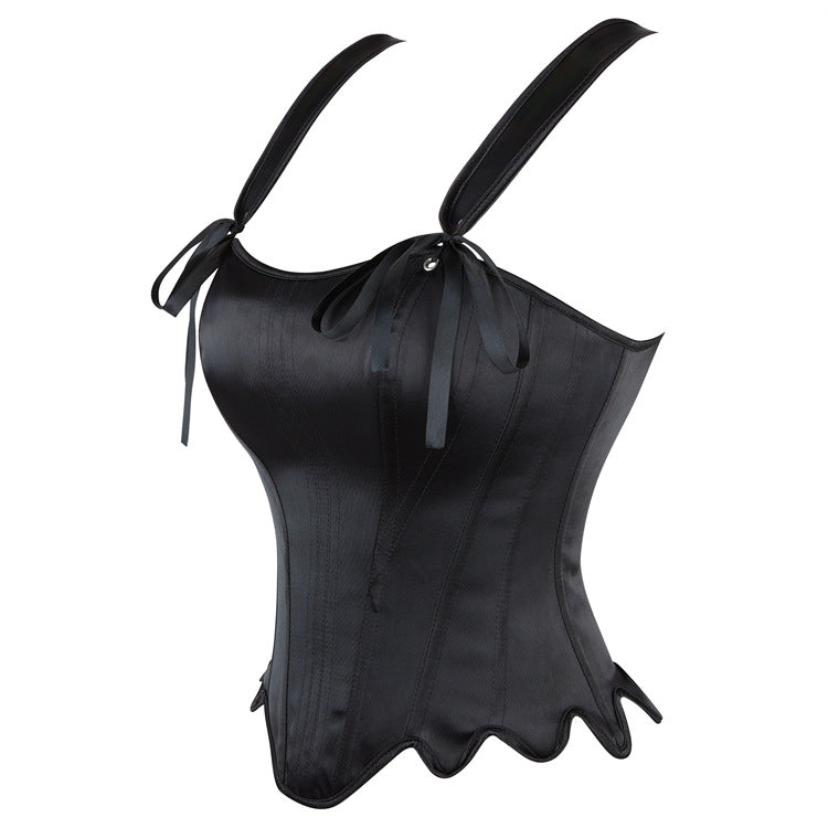 Black Leather-Look Tie-Strap Corset Top, alternate view 2