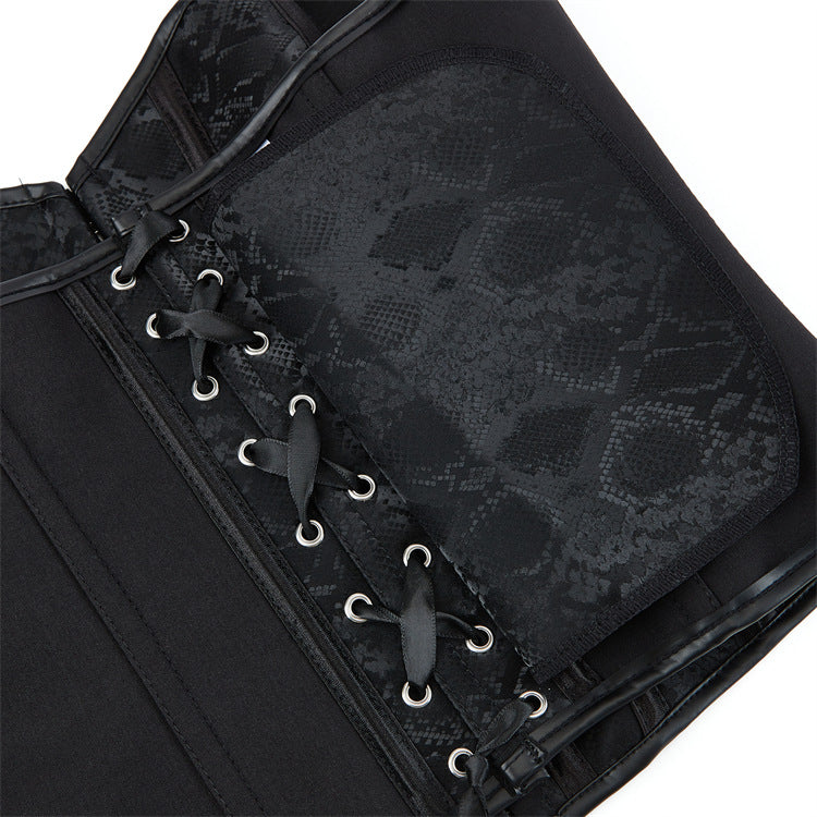 Black Floral Jacquard Strapless Corset Top, alternate view 4