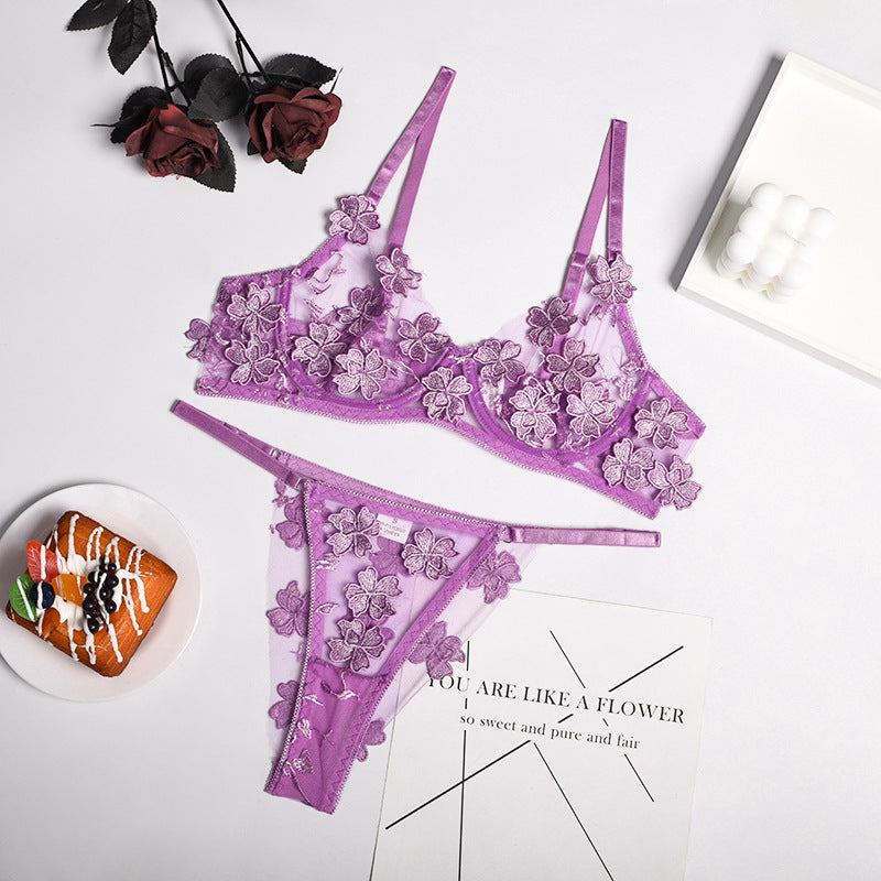 White Floral Lace Lingerie Set - Alternate View
