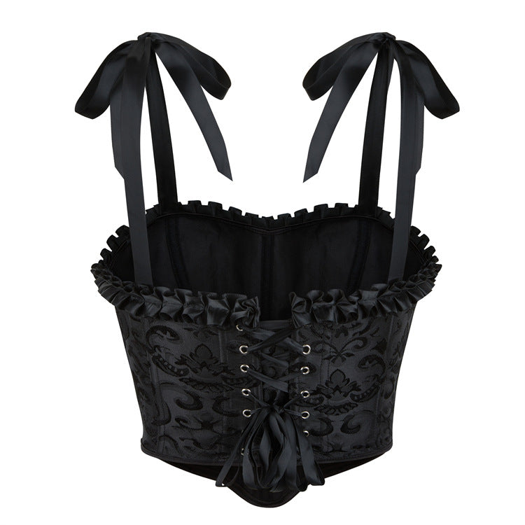 Black Lace Tie-Strap Corset Top, alternate view 3
