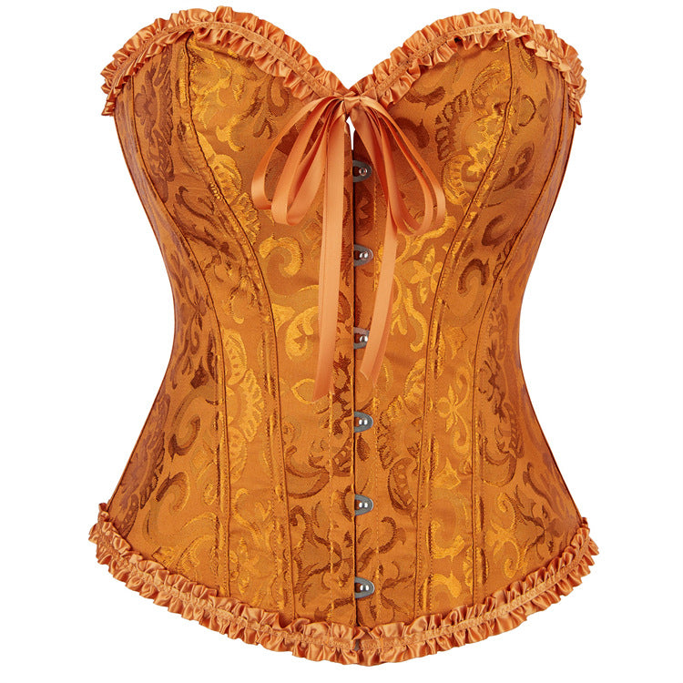 Black Ruffle Trim Front-Lace Corset Top, alternate view 13