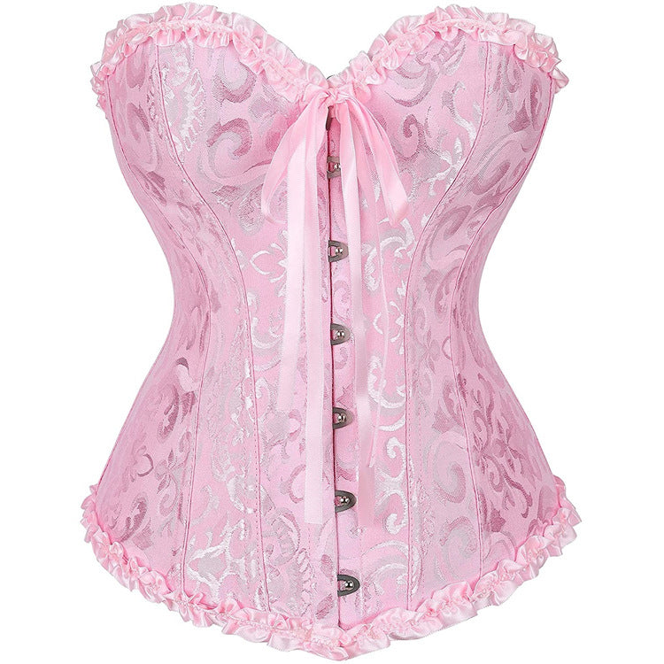 Pink Floral Strapless Corset Top