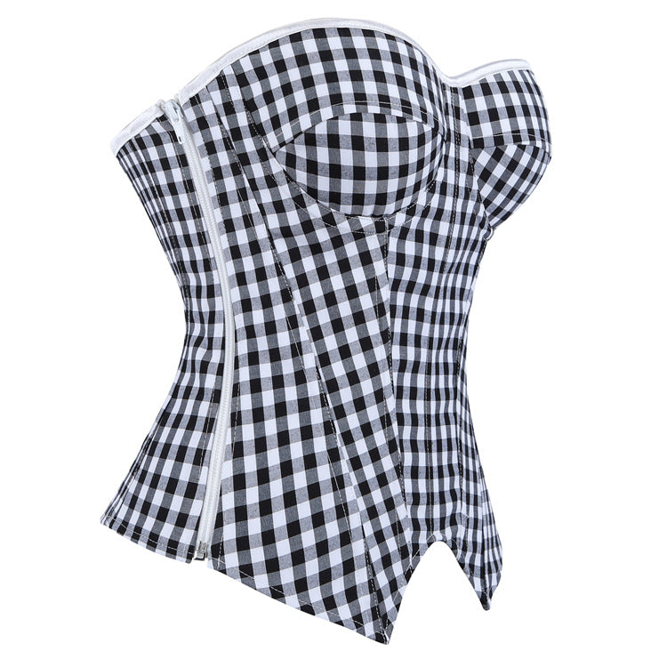 Black White Gingham Strapless Corset Top, alternate view 2