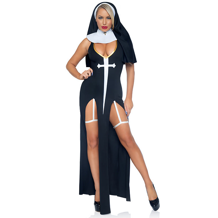 Uniform-Inspired Costume Lingerie Set With Mini Dress and Hat - Front View