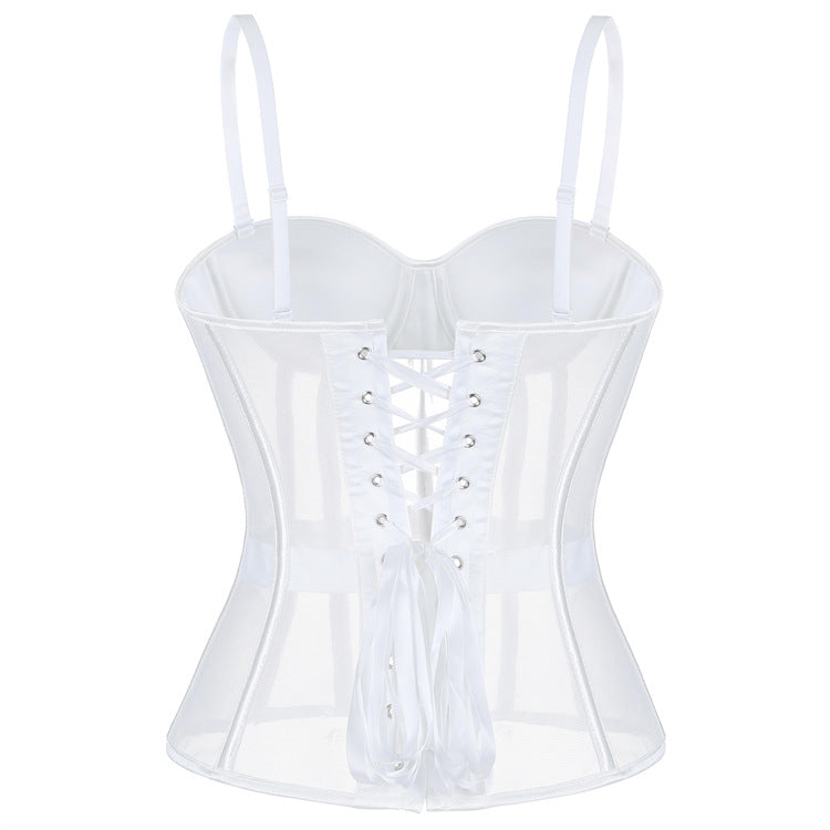 White Sheer Panel Corset Top, alternate view 3