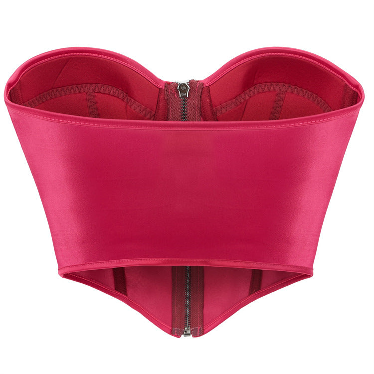 Hot Pink Zip-Front Corset Top, alternate view 3