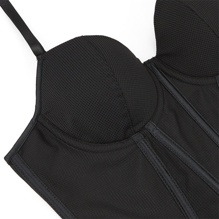 Black Lace Ruffle Bustier Top, alternate view 4