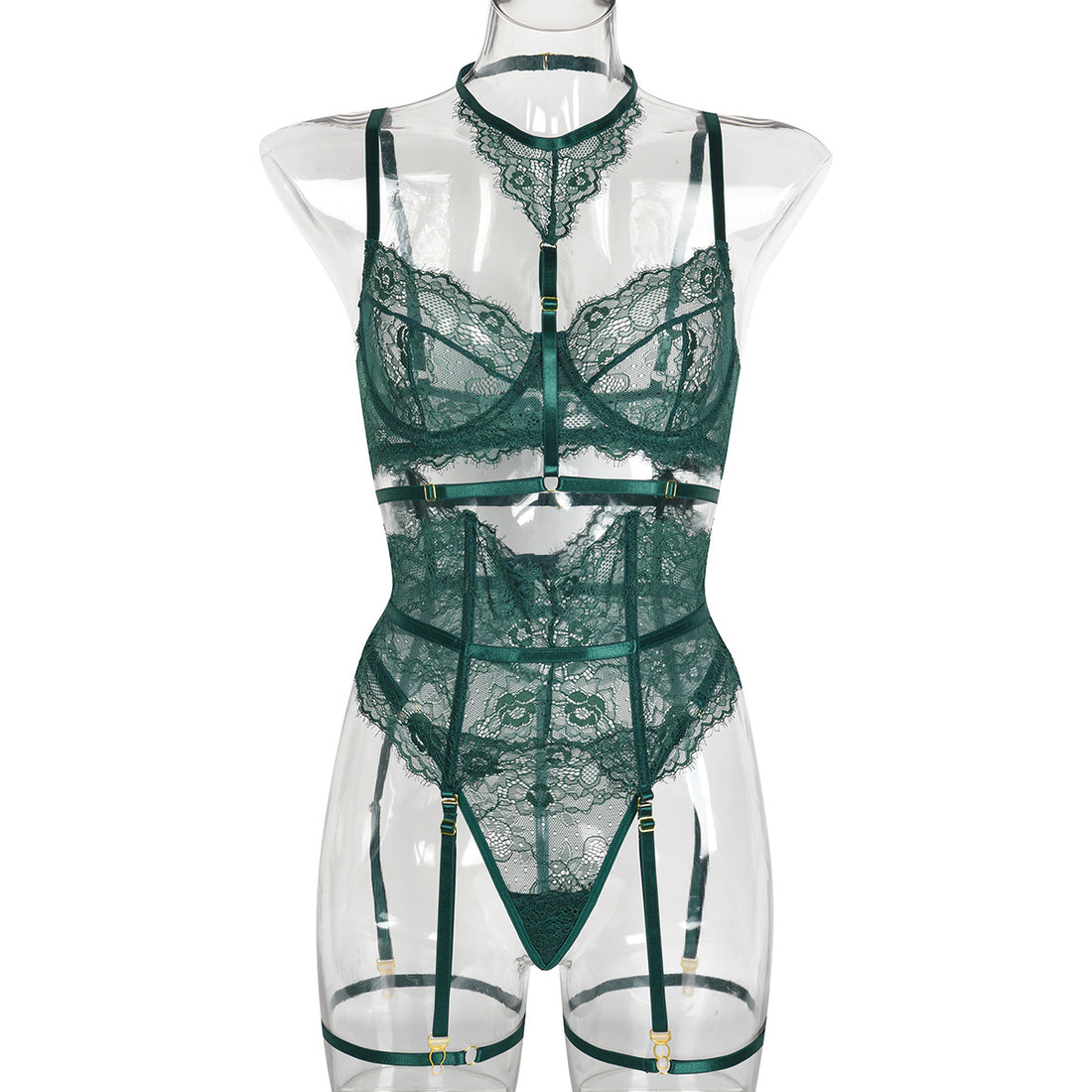 Red Lace Strappy Teddy Bodysuit - Alternate View