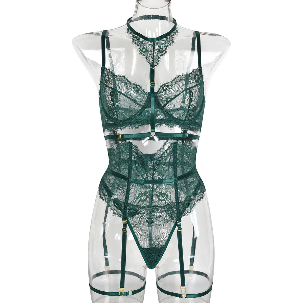 Red Lace Strappy Teddy Bodysuit - Alternate View