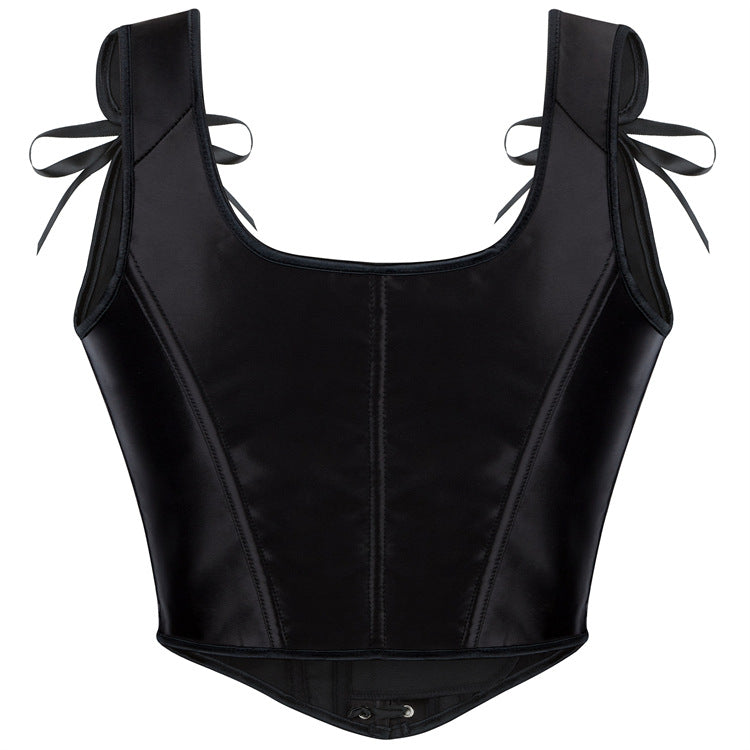 Black Shoulder-Tie Lace-Up Corset Top, alternate view 3