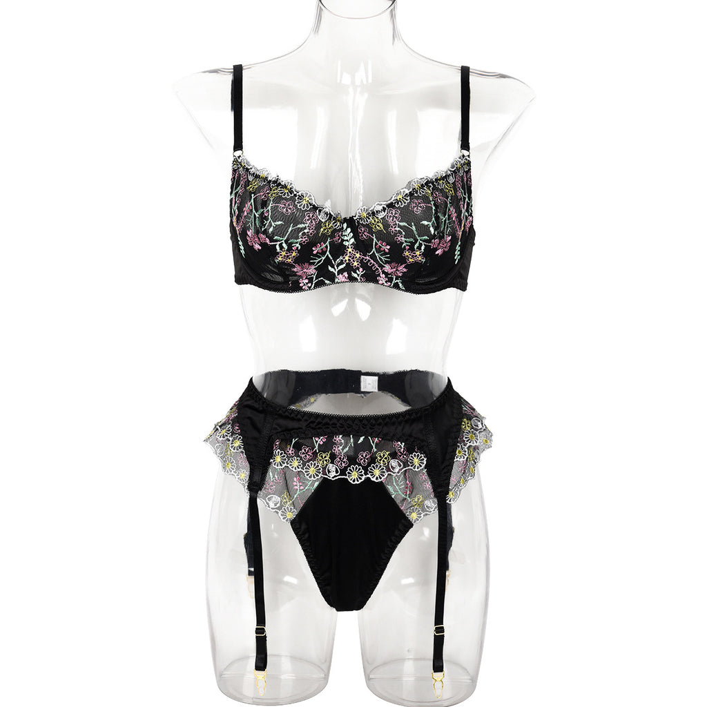 Satin Lace Trim Lingerie Set - Alternate View