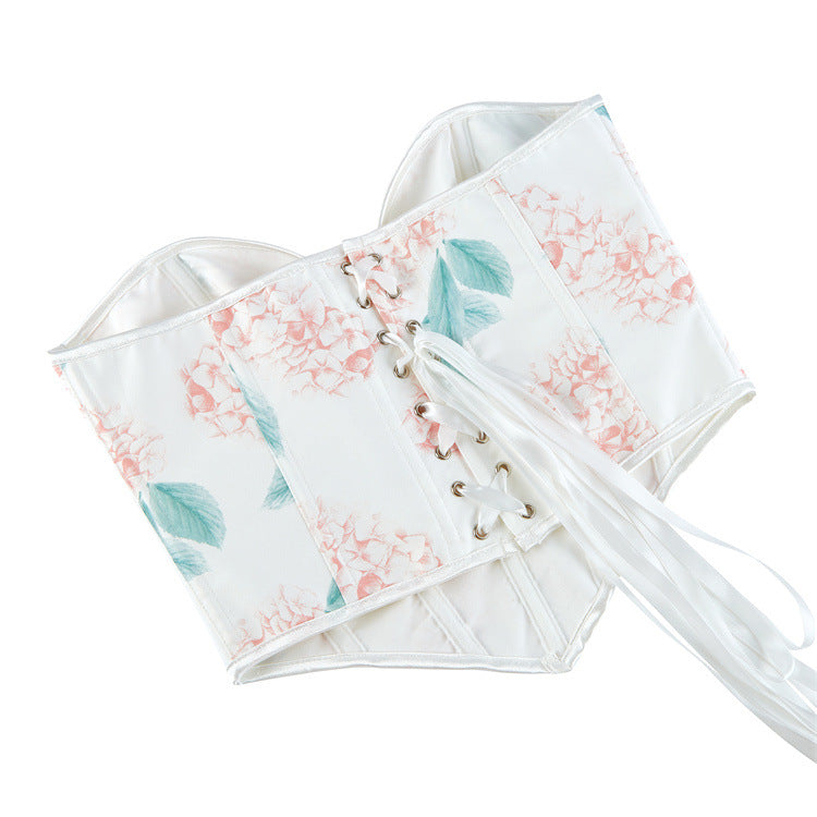 White Pastel Floral Strapless Corset Top, alternate view 5