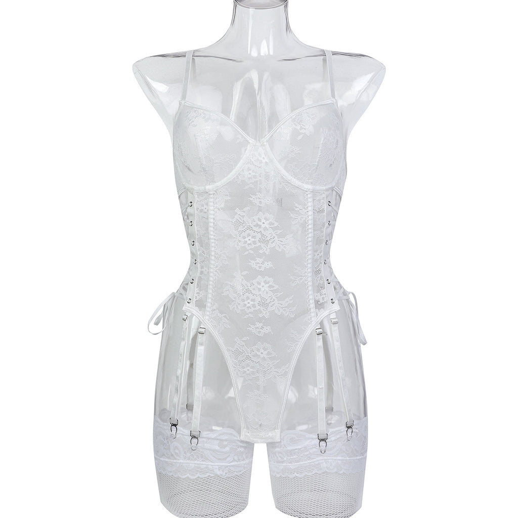Lace Strappy Teddy Bodysuit - Styled View