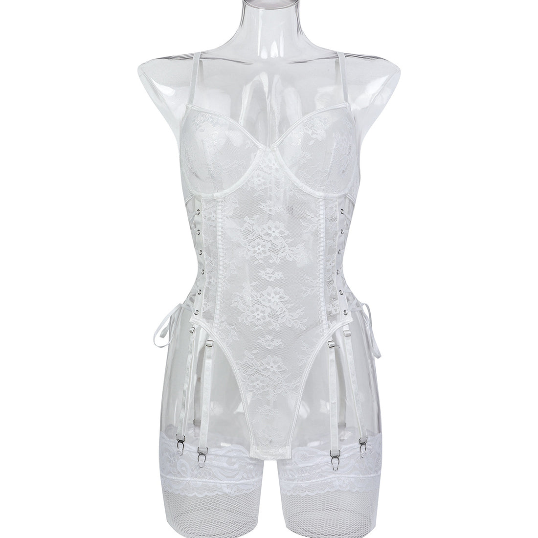 Lace Strappy Teddy Bodysuit - Styled View