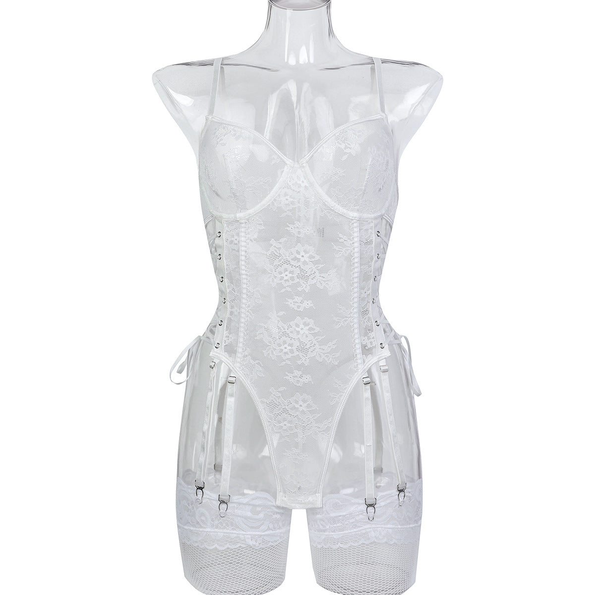 Lace Strappy Teddy Bodysuit - Styled View