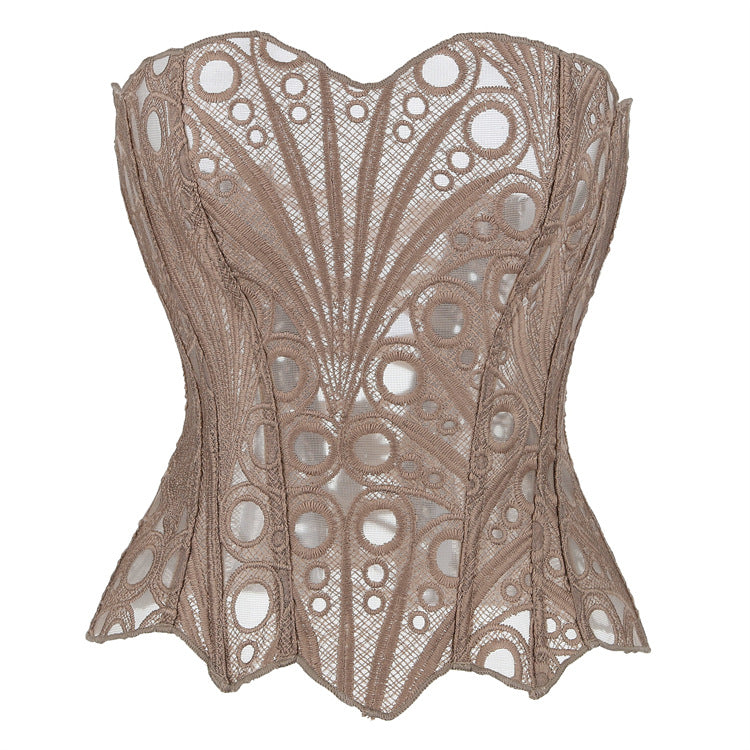 Black Sheer Eyelet Corset Top, alternate view 3