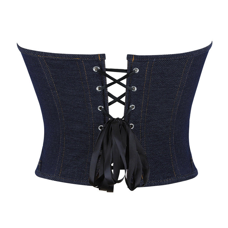 Navy Lace-Up Corset Top, alternate view 3