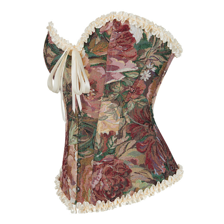 Floral Lace-Up Strapless Corset Top, alternate view 2