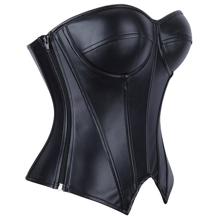 Black Leather-Look Bustier Corset Top, alternate view 3