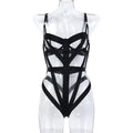 Faux Leather Strappy Teddy Bodysuit - Styled View