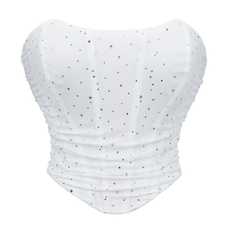 Black Rhinestone Back-Zip Corset Top, alternate view 4