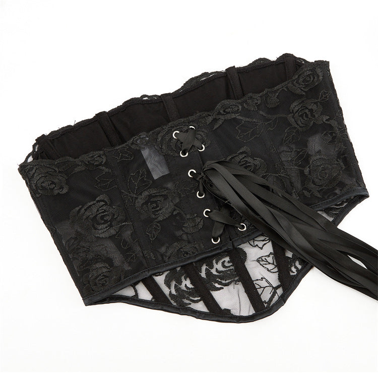 Black Lace Overlay Underbust Corset Top, alternate view 3