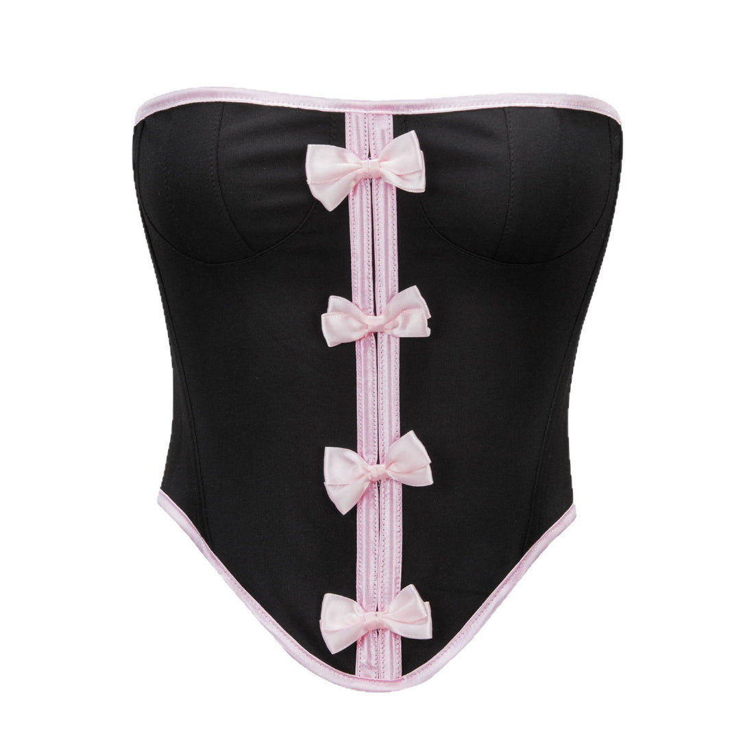 Black Pink Bow Lace-Up Corset Top, alternate view 5