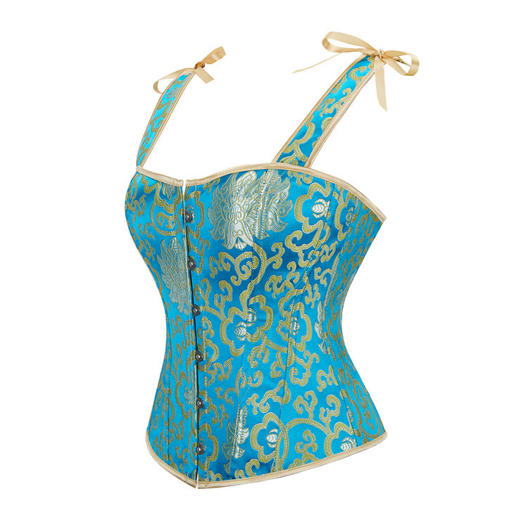 Turquoise Gold Tie-Strap Corset Top, alternate view 2