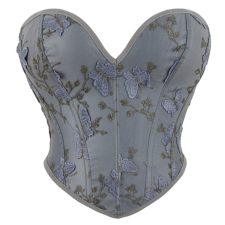 Ivory Rose Print Strapless Corset Top, alternate view 5