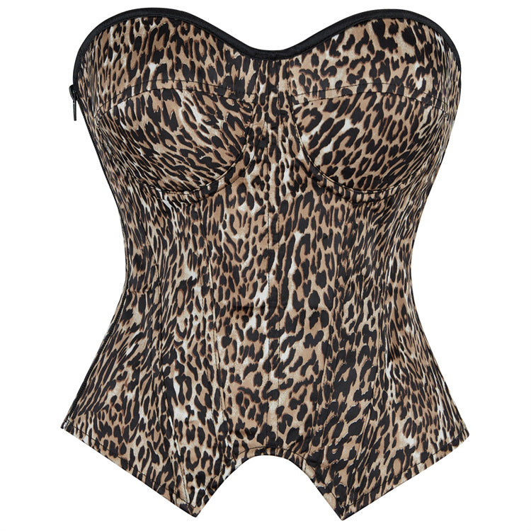 Leopard Print Strapless Corset Top