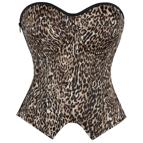 Leopard Print Strapless Corset Top
